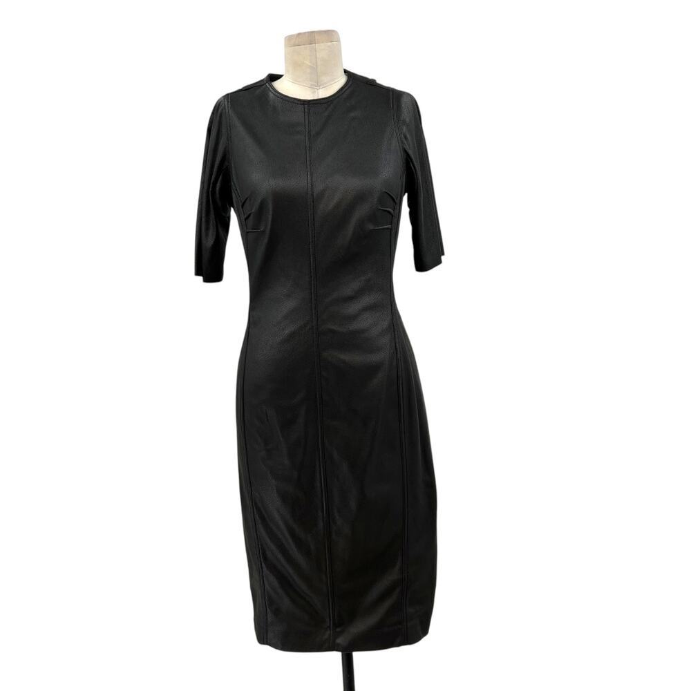 Byron Lars Black Faux Leather Faux Suede‎ Sheath Wiggle Dress Size 4